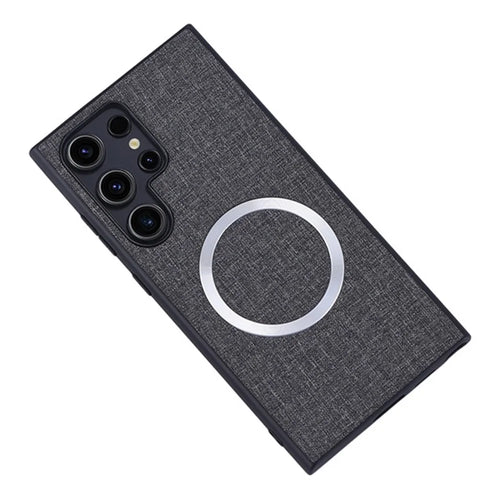 For Samsung Galaxy S24 Ultra Magnetic Phone Case Anti-fall TPU+Cloth Cover Magnetic Case - Grey - 1