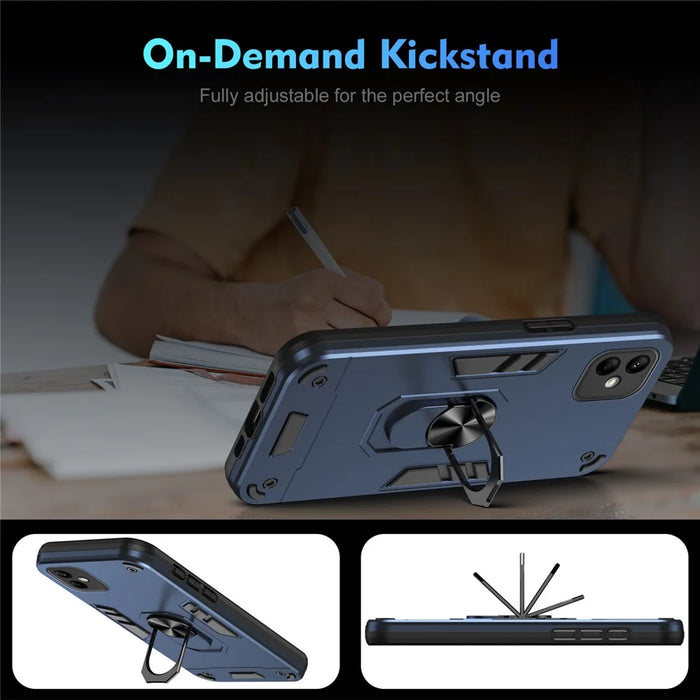 For Samsung Galaxy A05 4G Phone Case 360 Degree Rotation Ring Kickstand - Blue - 2