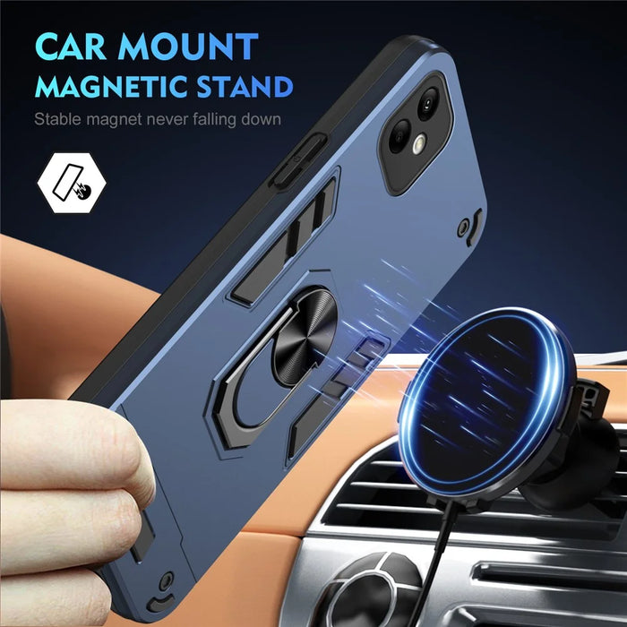 For Samsung Galaxy A05 4G Phone Case 360 Degree Rotation Ring Kickstand - Blue - 3