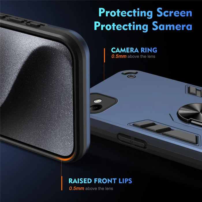 For Samsung Galaxy A05 4G Phone Case 360 Degree Rotation Ring Kickstand - Blue - 4