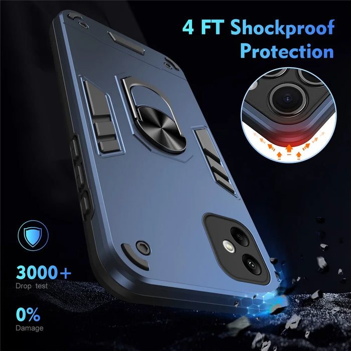 For Samsung Galaxy A05 4G Phone Case 360 Degree Rotation Ring Kickstand - Blue - 5