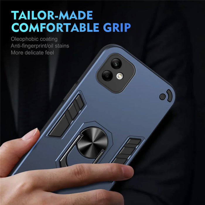 For Samsung Galaxy A05 4G Phone Case 360 Degree Rotation Ring Kickstand - Blue - 6