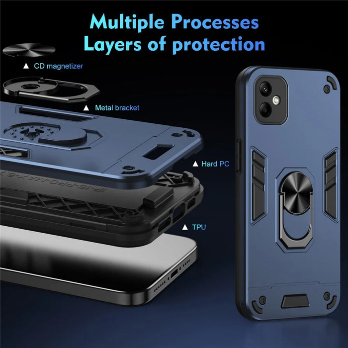 For Samsung Galaxy A05 4G Phone Case 360 Degree Rotation Ring Kickstand - Blue - 7