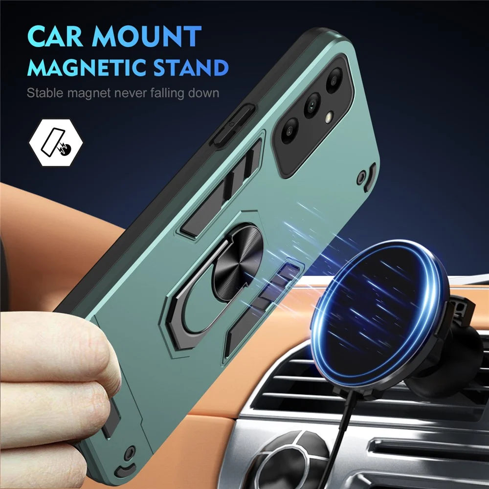 For Samsung Galaxy A05s 4G Phone Case PC+TPU Cover Rotary Kickstand - Green - 3