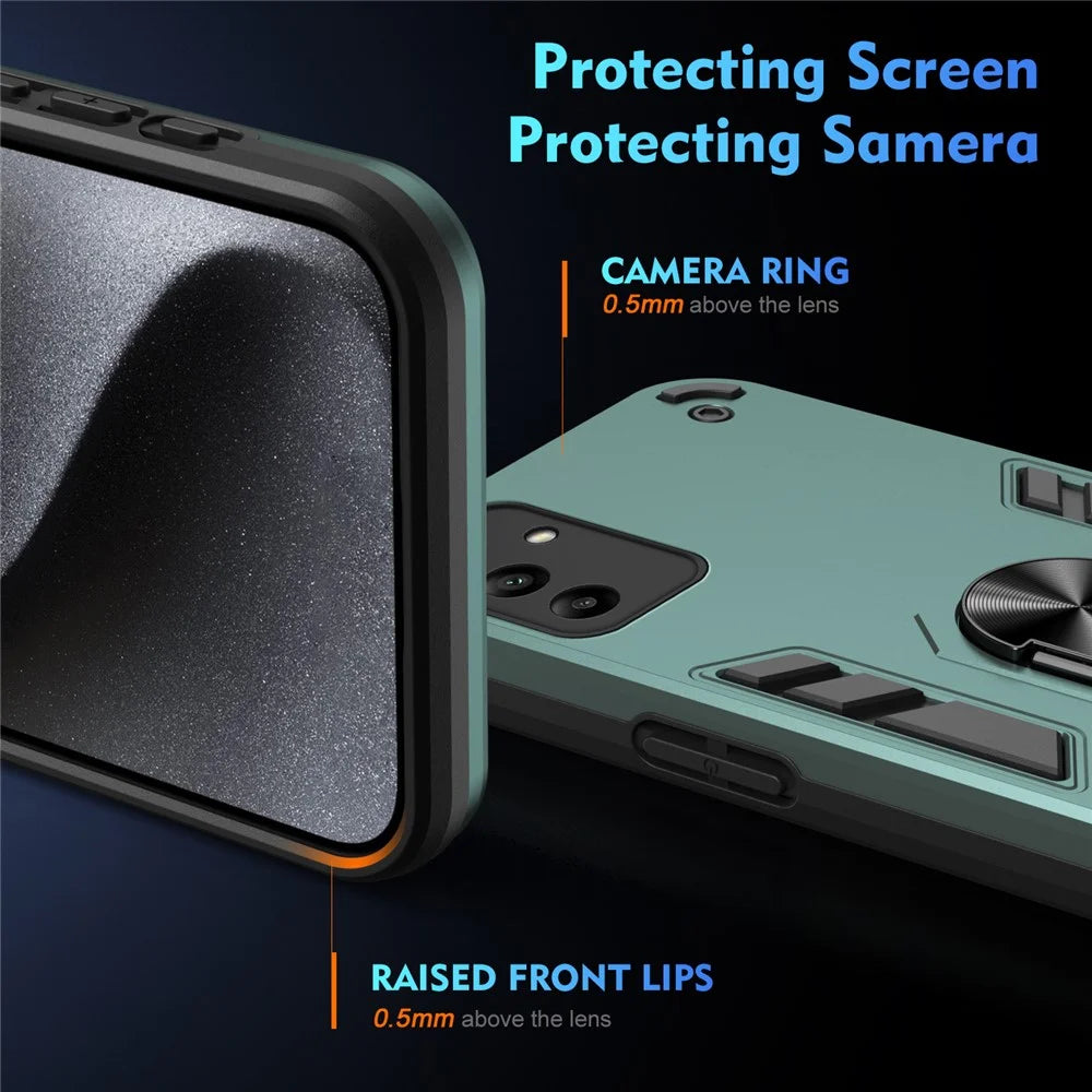 For Samsung Galaxy A05s 4G Phone Case PC+TPU Cover Rotary Kickstand - Green - 4