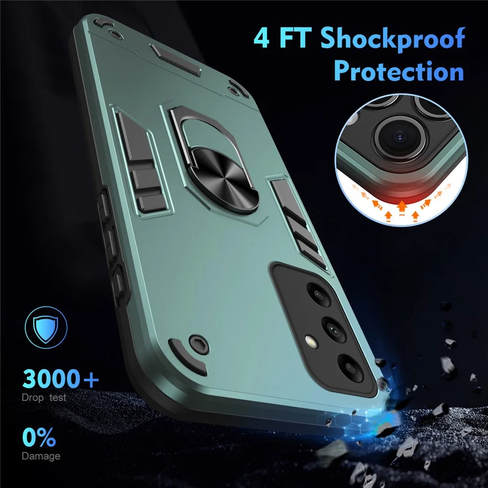 For Samsung Galaxy A05s 4G Phone Case PC+TPU Cover Rotary Kickstand - Green - 5