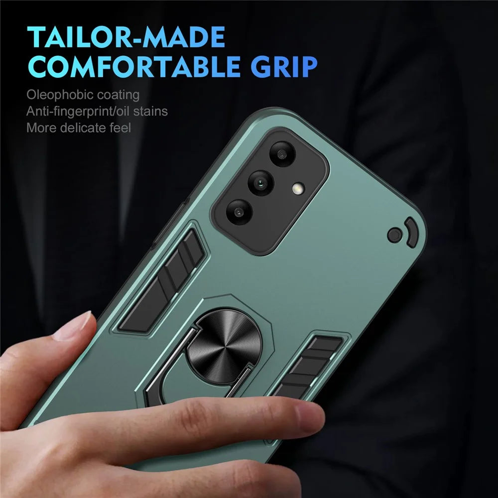 For Samsung Galaxy A05s 4G Phone Case PC+TPU Cover Rotary Kickstand - Green - 6