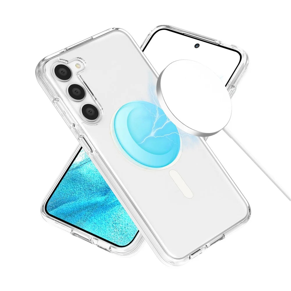 Magnetic Phone Case for Samsung Galaxy S24 Shell Hard PC Soft TPU Cover - Transparent - 2