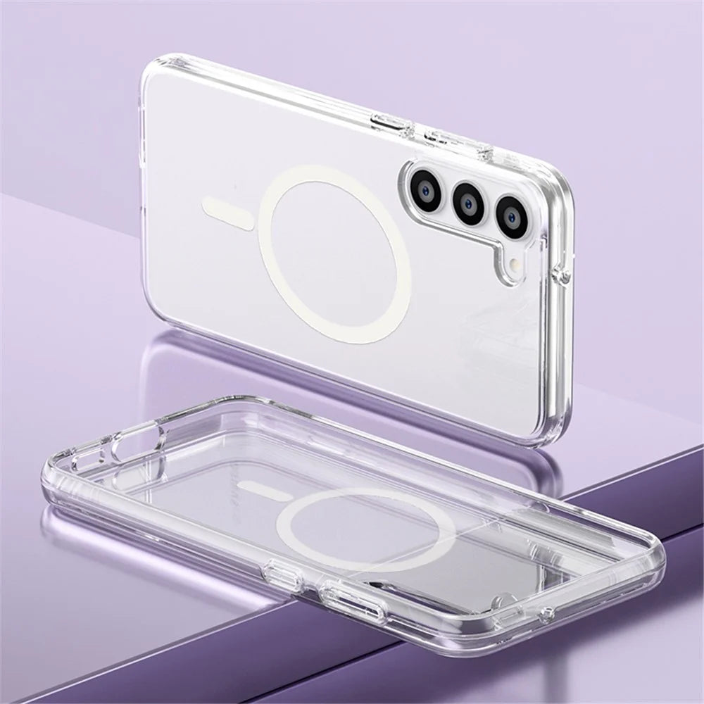 Magnetic Phone Case for Samsung Galaxy S24 Shell Hard PC Soft TPU Cover - Transparent - 6
