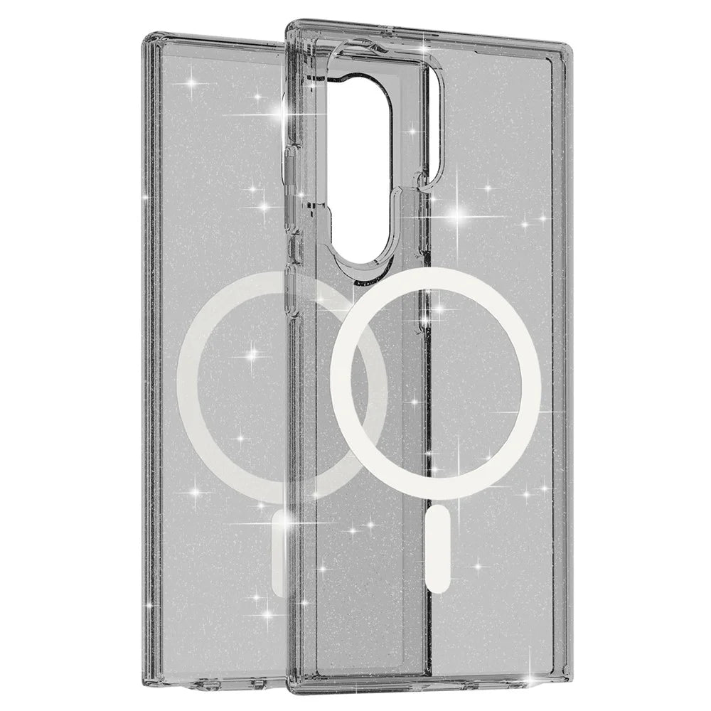 For Samsung Galaxy S24 Ultra Magnetic Case Glitter Hard PC+Soft TPU Phone Back Cover - Black - 4