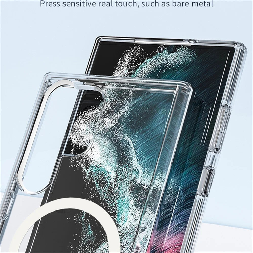 For Samsung Galaxy S24 Ultra Magnetic Case Glitter Hard PC+Soft TPU Phone Back Cover - Black - 7