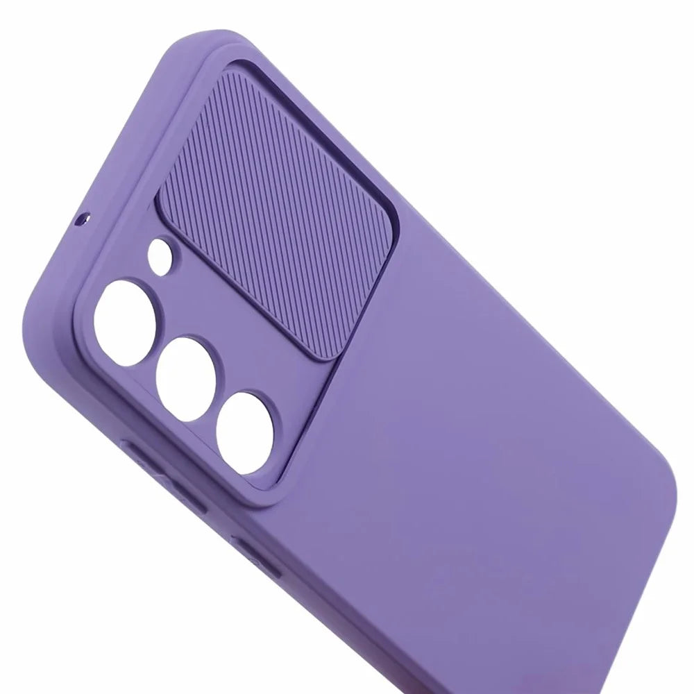 TMT Series for Samsung Galaxy S23 Case Soft TPU Phone Cover Slide Lens Lid - Purple - 6
