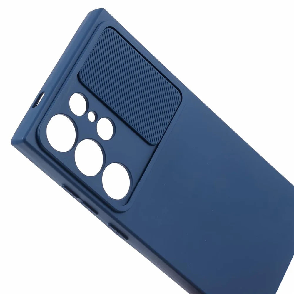 TMT Series for Samsung Galaxy S21 Ultra 5G TPU Case Anti-drop Phone Cover with Slide Lens Lid - Sapphire - 6