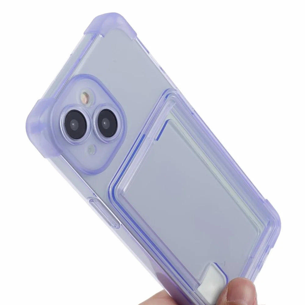 HRX Series for iPhone 15 Plus TPU Case Four Corner Drop-proof Phone Cover - Transparent Purple - 6