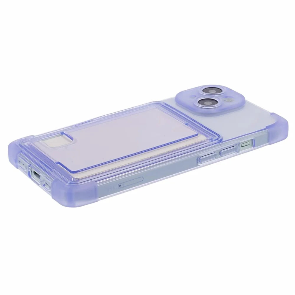 HRX Series for iPhone 15 TPU Phone Case Four Corner Protection Cover - Transparent Purple - 5