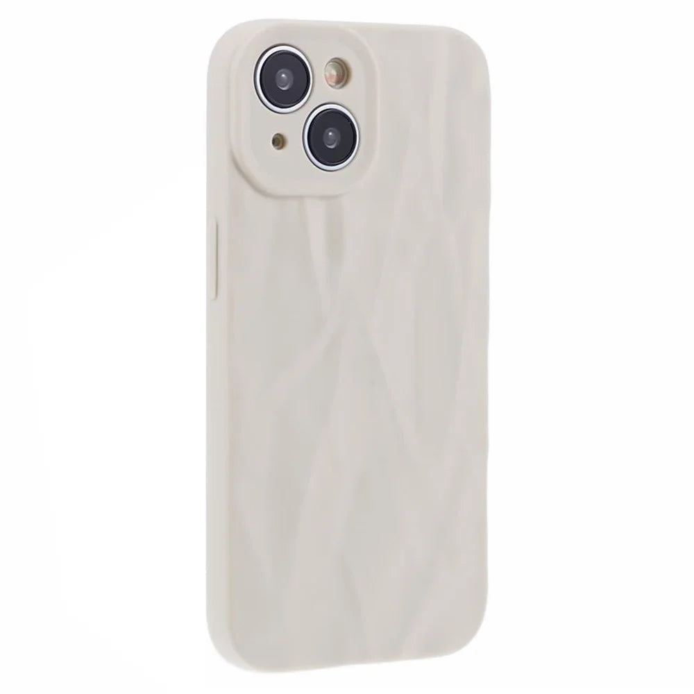 HRX Series For iPhone 14 TPU Case Wrinkled Uneven Anti-scratch Phone Guard Cover - White - 1