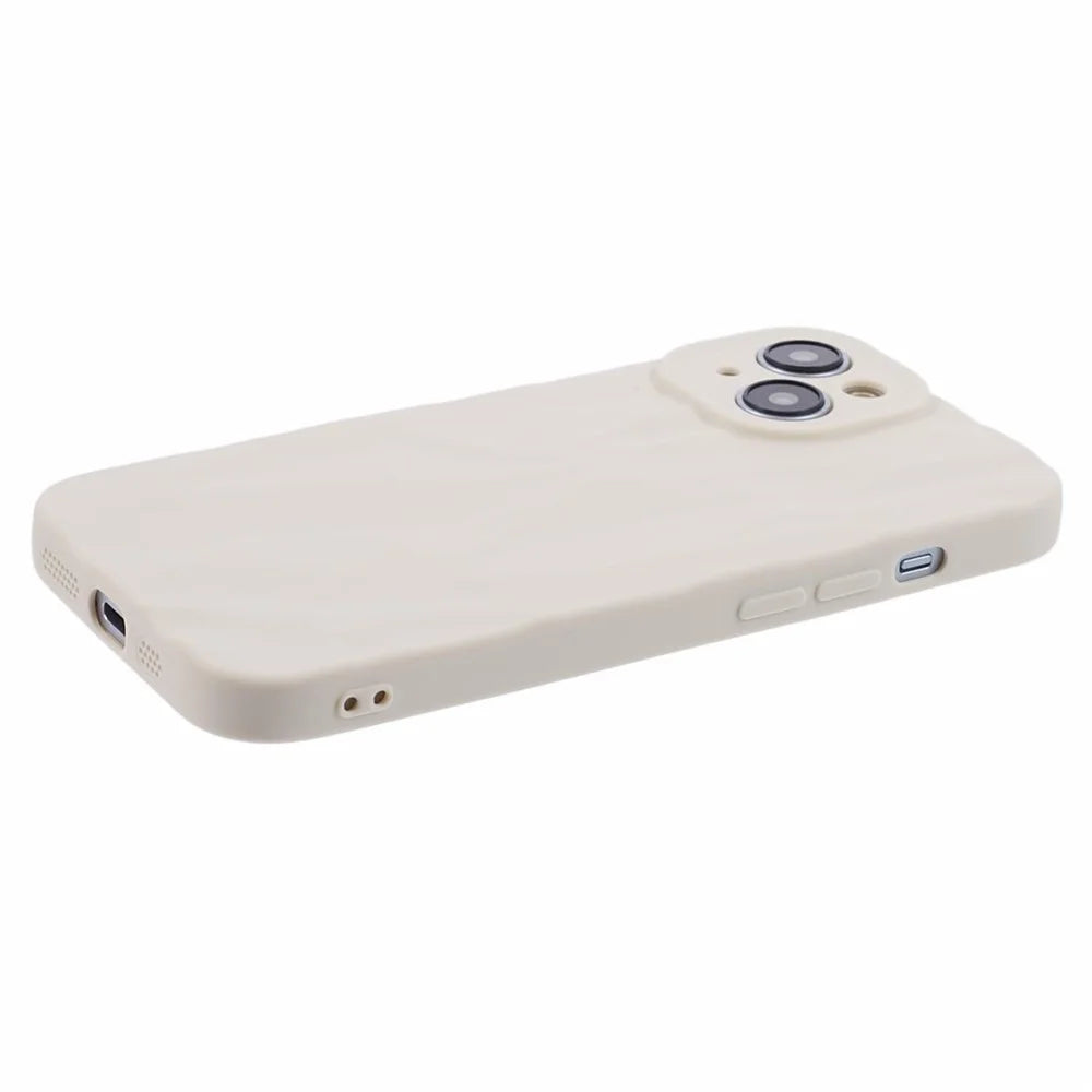 HRX Series For iPhone 15 Plus Wrinkled Uneven Case Soft TPU Drop-resistant Protective Cover - White - 5