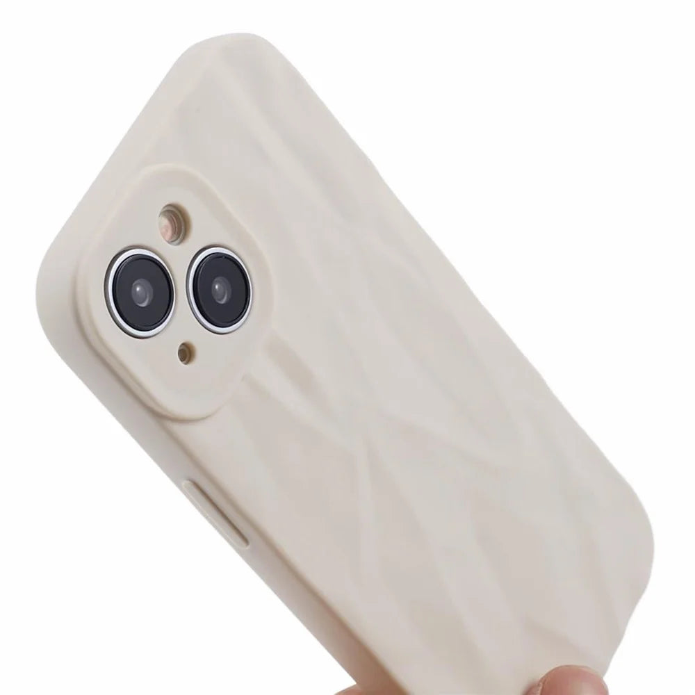 HRX Series For iPhone 15 Plus Wrinkled Uneven Case Soft TPU Drop-resistant Protective Cover - White - 6