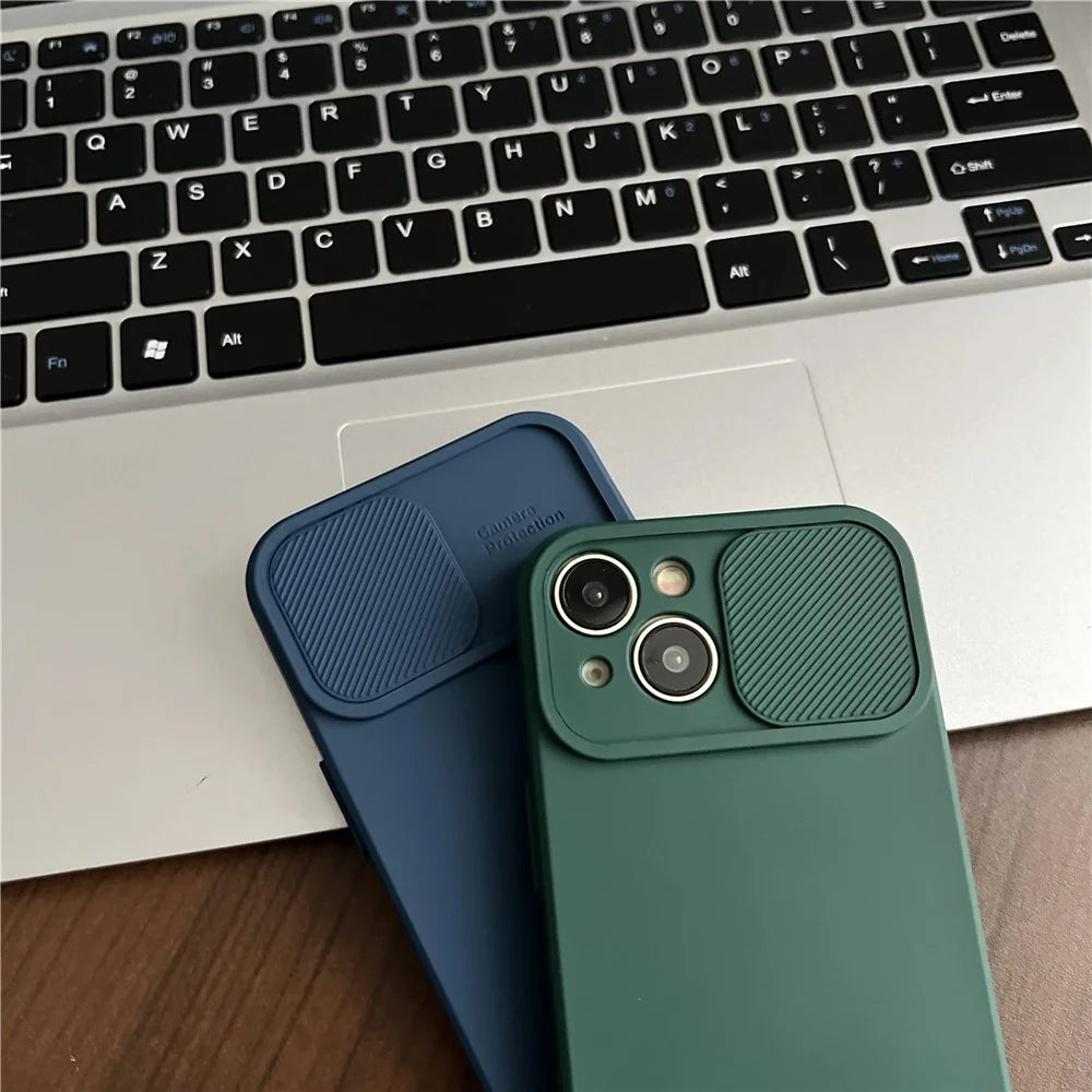 TMT Series for iPhone 15 Plus Cell Phone Case Soft Lining TPU Slide Lens Window Cover - Baby Blue - 3