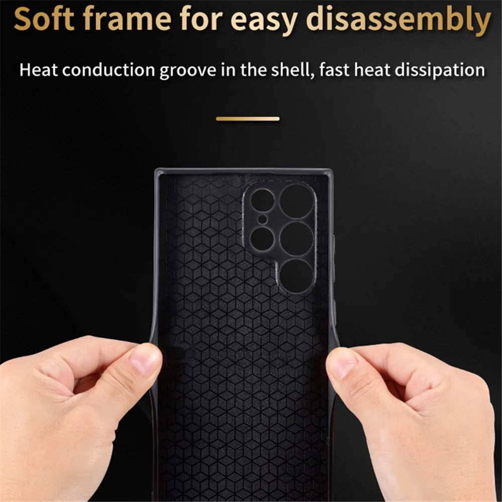 AZNS For Samsung Galaxy S24 Ultra Cell Phone Case Imprint PU Leather+TPU Drop-proof Cover - Brown - 7