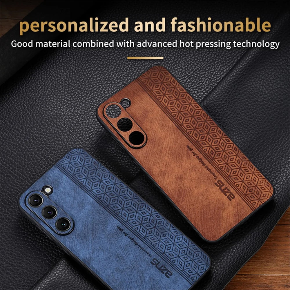 AZNS For Samsung Galaxy S24+ Imprinted Case PU Leather+TPU Mobile Phone Guard Cover - Brown - 7