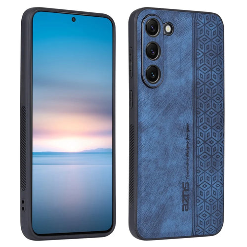AZNS For Samsung Galaxy S24 Case Imprinted PU Leather+TPU Shock Absorbing Smartphone Shell - Blue - 1