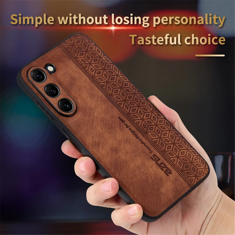 AZNS For Samsung Galaxy S24 Case Imprinted PU Leather+TPU Shock Absorbing Smartphone Shell - Blue - 2
