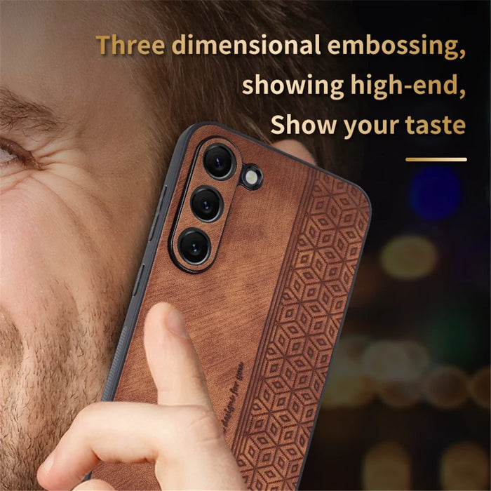 AZNS For Samsung Galaxy S24 Case Imprinted PU Leather+TPU Shock Absorbing Smartphone Shell - Blue - 3
