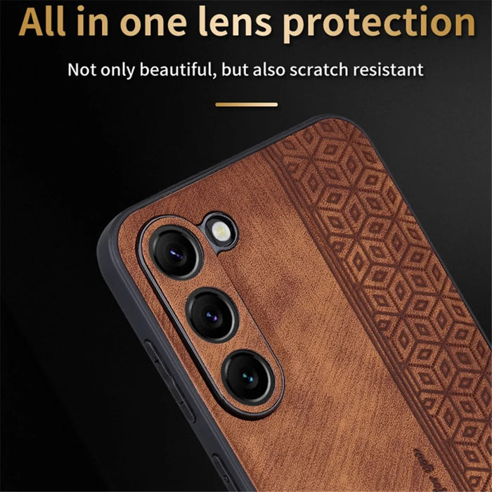 AZNS For Samsung Galaxy S24 Case Imprinted PU Leather+TPU Shock Absorbing Smartphone Shell - Blue - 5