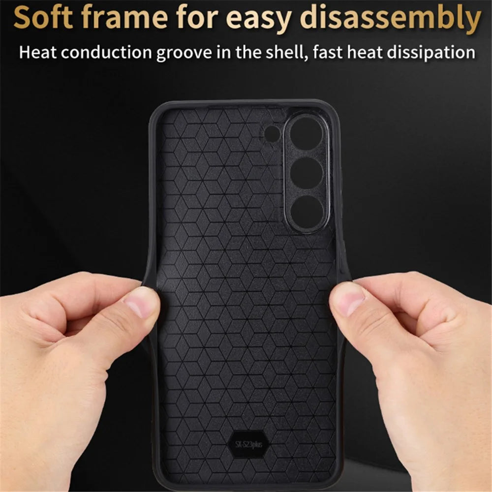 AZNS For Samsung Galaxy S24 Case Imprinted PU Leather+TPU Shock Absorbing Smartphone Shell - Blue - 6