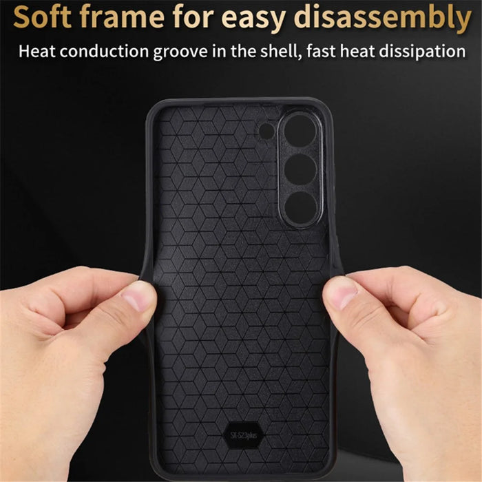 AZNS For Samsung Galaxy S24 Case Imprinted PU Leather+TPU Shock Absorbing Smartphone Shell - Blue - 6