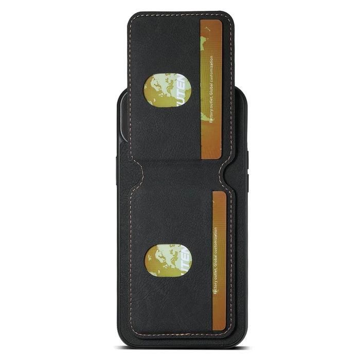 SUTENI H02 For iPhone 14 Case Litchi Texture PU Leather Card Slots Phone Protector - Black - 3