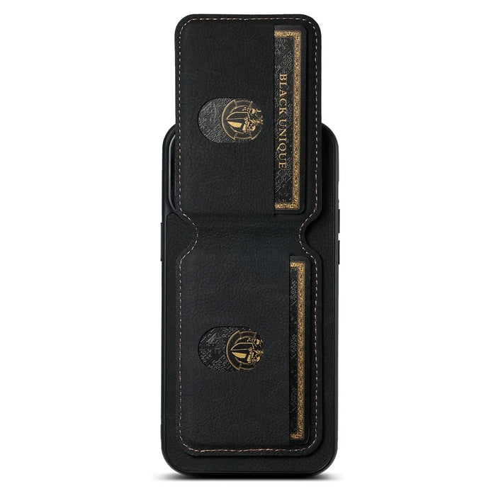 SUTENI H02 For iPhone 14 Pro Max Case PU Leather Litchi Texture Phone Shell with Card Slots - Black - 4
