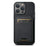 SUTENI H02 For iPhone 14 Pro Max Case PU Leather Litchi Texture Phone Shell with Card Slots - Black - 5