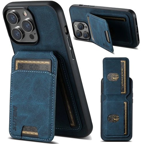 SUTENI H02 For iPhone 12 Pro Max 6.7 inch Case Vertical Flip PU Leather+TPU Anti-dust Protective Cover - Blue - 1