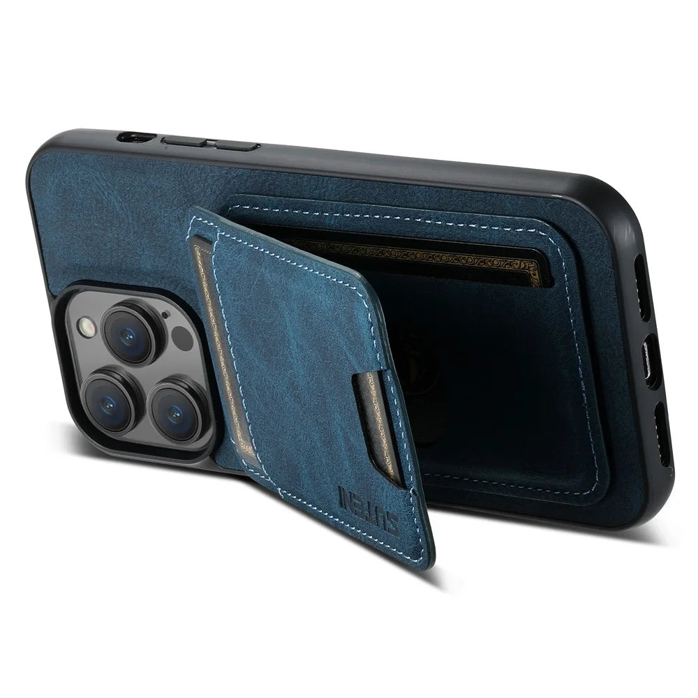 SUTENI H02 For iPhone 12 Pro Max 6.7 inch Case Vertical Flip PU Leather+TPU Anti-dust Protective Cover - Blue - 3