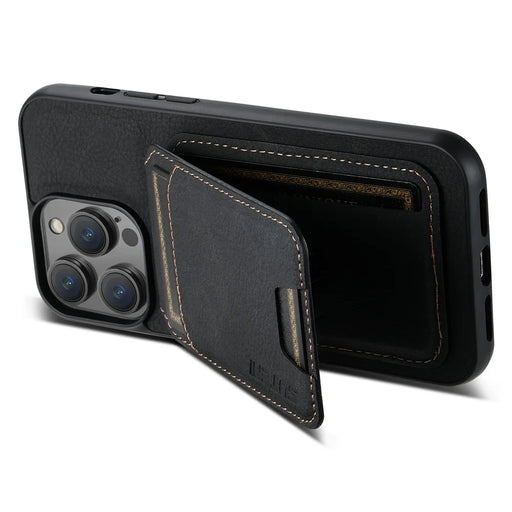 SUTENI H02 For iPhone 13 Pro 6.1 inch Magnetic Case Vertical Flip Litchi Texture Phone Guard Cover - Black - 2