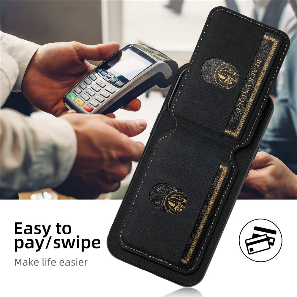 SUTENI H02 For iPhone 13 Pro 6.1 inch Magnetic Case Vertical Flip Litchi Texture Phone Guard Cover - Black - 6