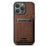SUTENI H02 For iPhone 14 Pro Case Vertical Flip Litchi Texture Kickstand Phone Back Protector - Brown - 4