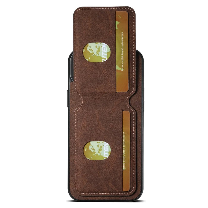 SUTENI H02 For iPhone 15 Case Scratch-resistant PU Leather+TPU Litchi Texture Phone Cover with Kickstand - Brown - 3