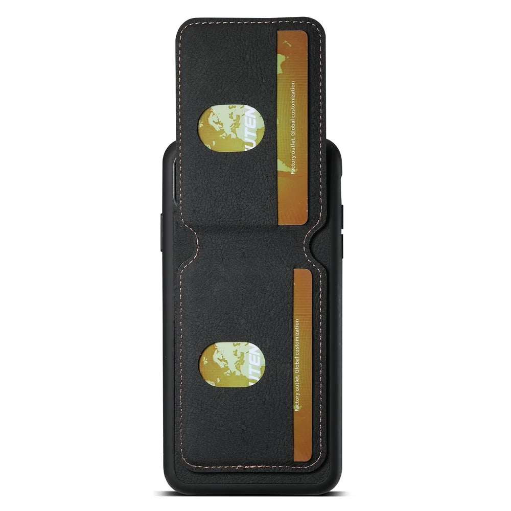 SUTENI H02 For iPhone XS Max 6.5 inch Leather Case Litchi Texture Card Slots Mobile Phone Shell - Black - 3