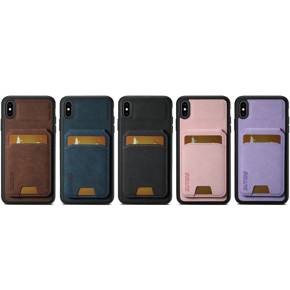 SUTENI H02 For iPhone XS Max 6.5 inch Leather Case Litchi Texture Card Slots Mobile Phone Shell - Black - 5