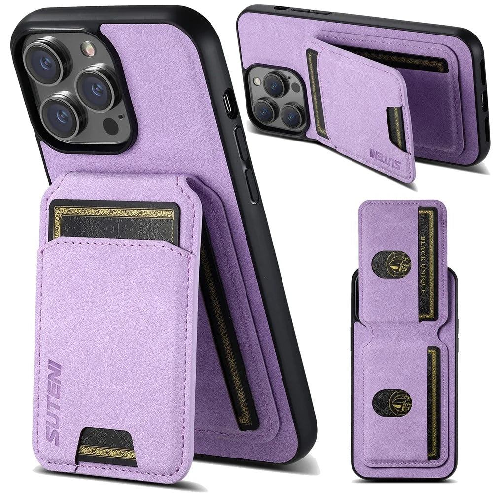 SUTENI H02 For iPhone 11 Pro PU Leather Case Litchi Texture Anti-scratch Phone Cover - Purple - 1