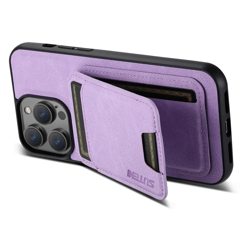SUTENI H02 For iPhone 11 Pro PU Leather Case Litchi Texture Anti-scratch Phone Cover - Purple - 3