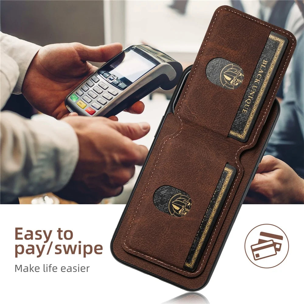 SUTENI H02 For iPhone 11 Pro Max Case Litchi Texture Kickstand Card Slots Protective Shell - Brown - 6