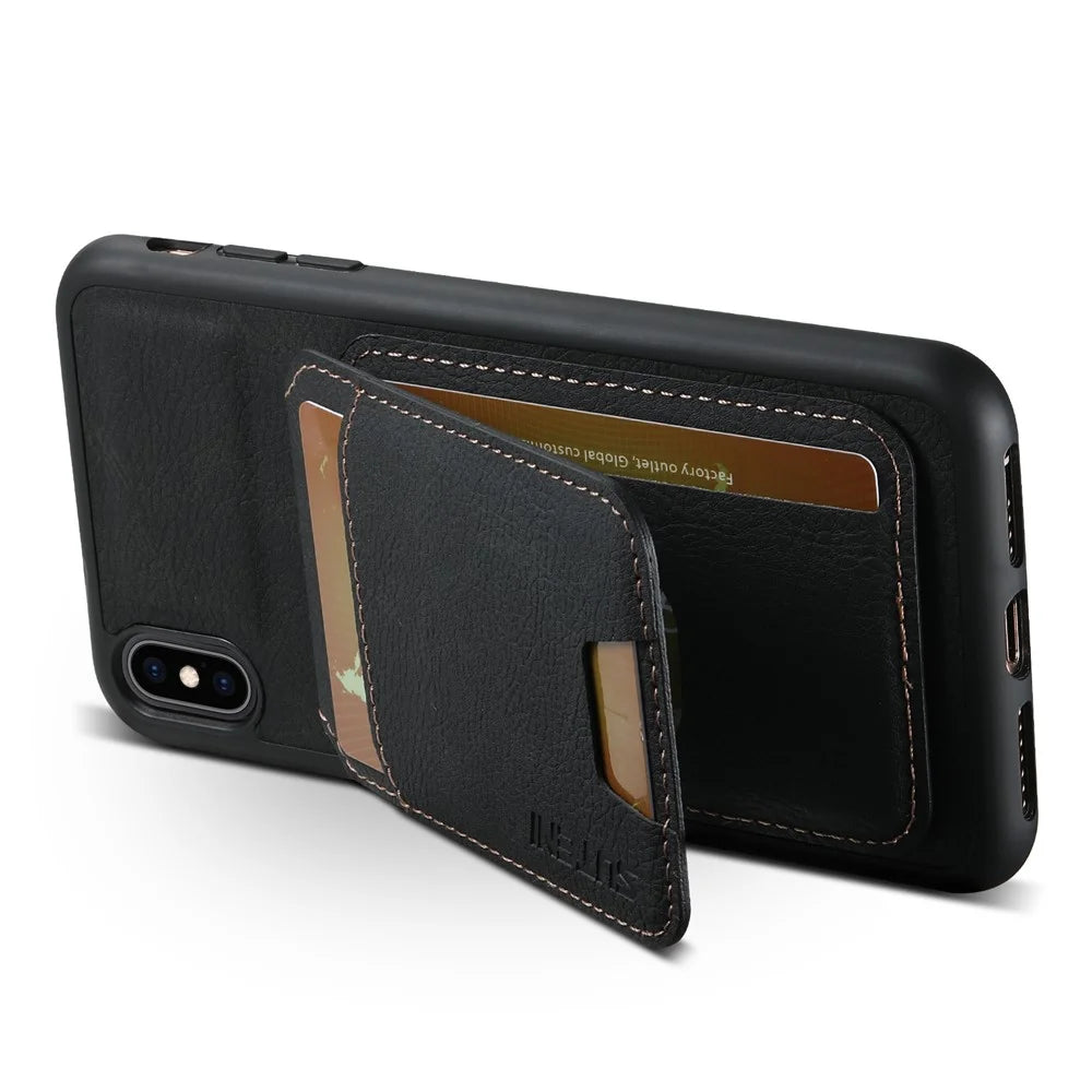 SUTENI H02 For iPhone X / XS 5.8 inch Litchi Texture Case PU Leather+TPU Vertical Flip Phone Cover - Black - 2