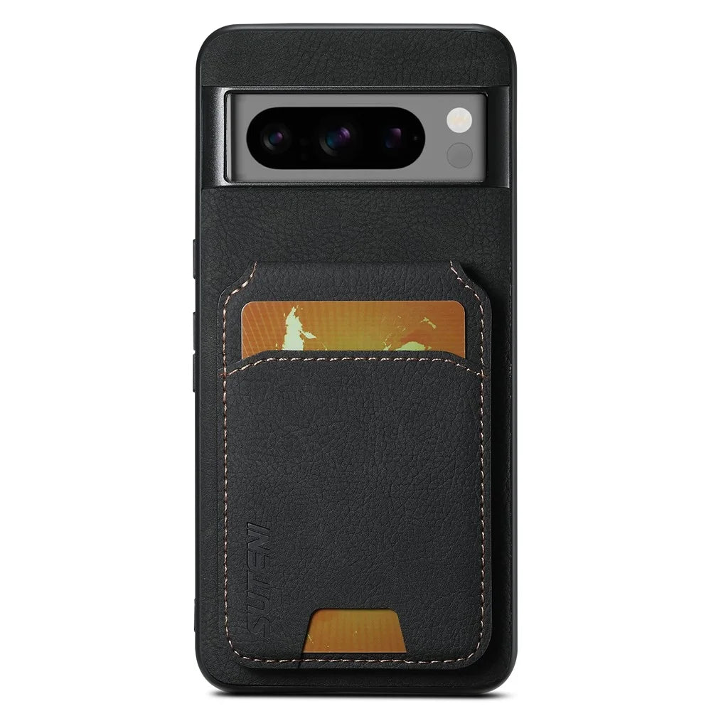SUTENI H02 For Google Pixel 8 Pro Litchi Texture Case Vertical Flip Card Holder Protective Back Cover - Black - 1