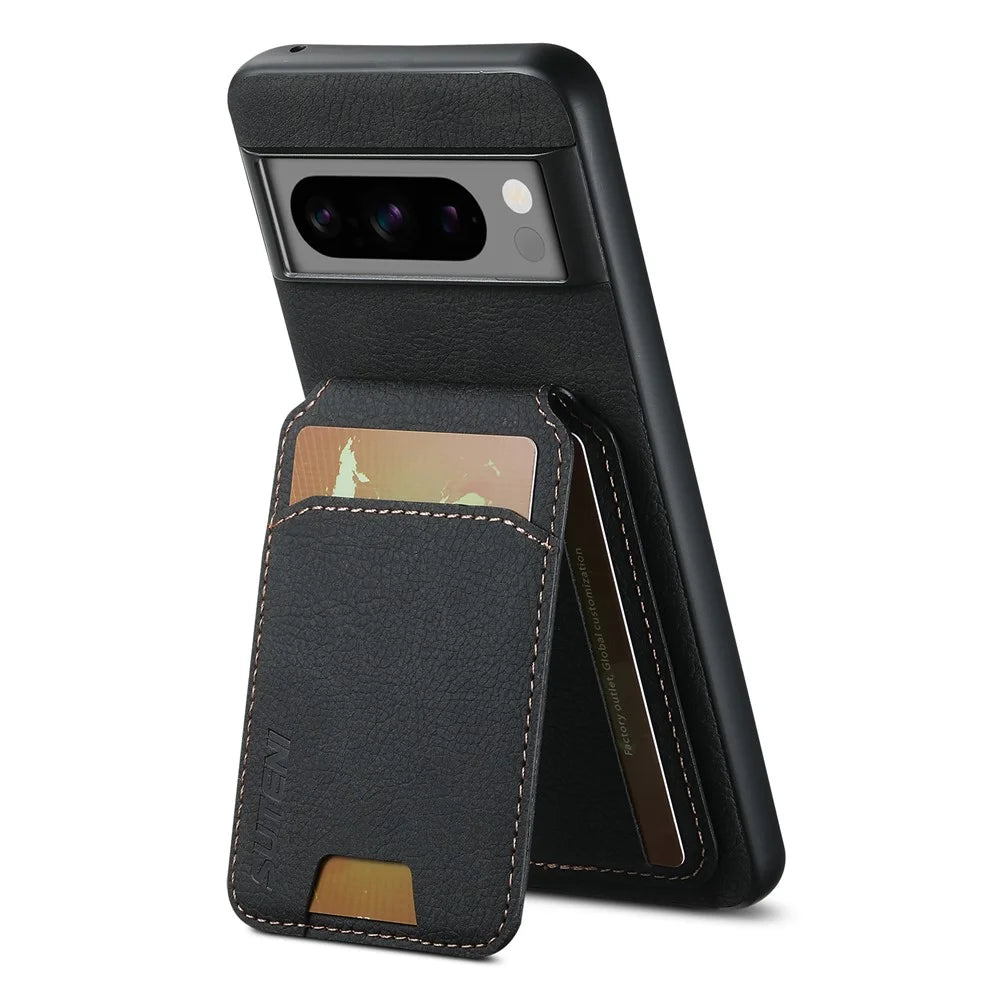 SUTENI H02 For Google Pixel 8 Pro Litchi Texture Case Vertical Flip Card Holder Protective Back Cover - Black - 3