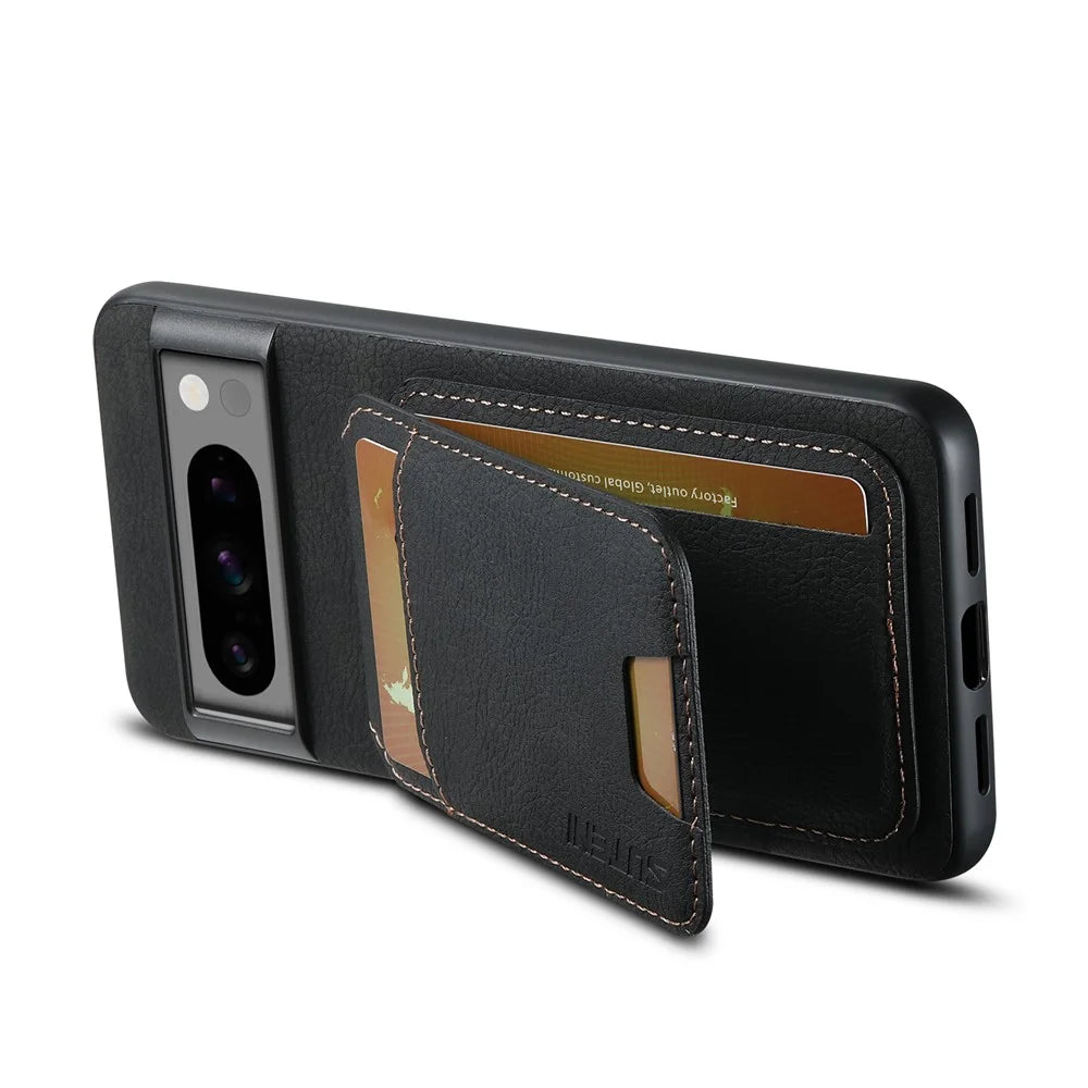 SUTENI H02 For Google Pixel 8 Pro Litchi Texture Case Vertical Flip Card Holder Protective Back Cover - Black - 4