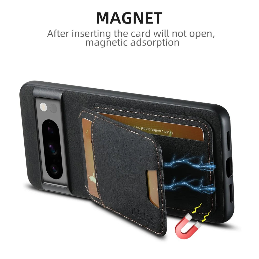 SUTENI H02 For Google Pixel 8 Pro Litchi Texture Case Vertical Flip Card Holder Protective Back Cover - Black - 7
